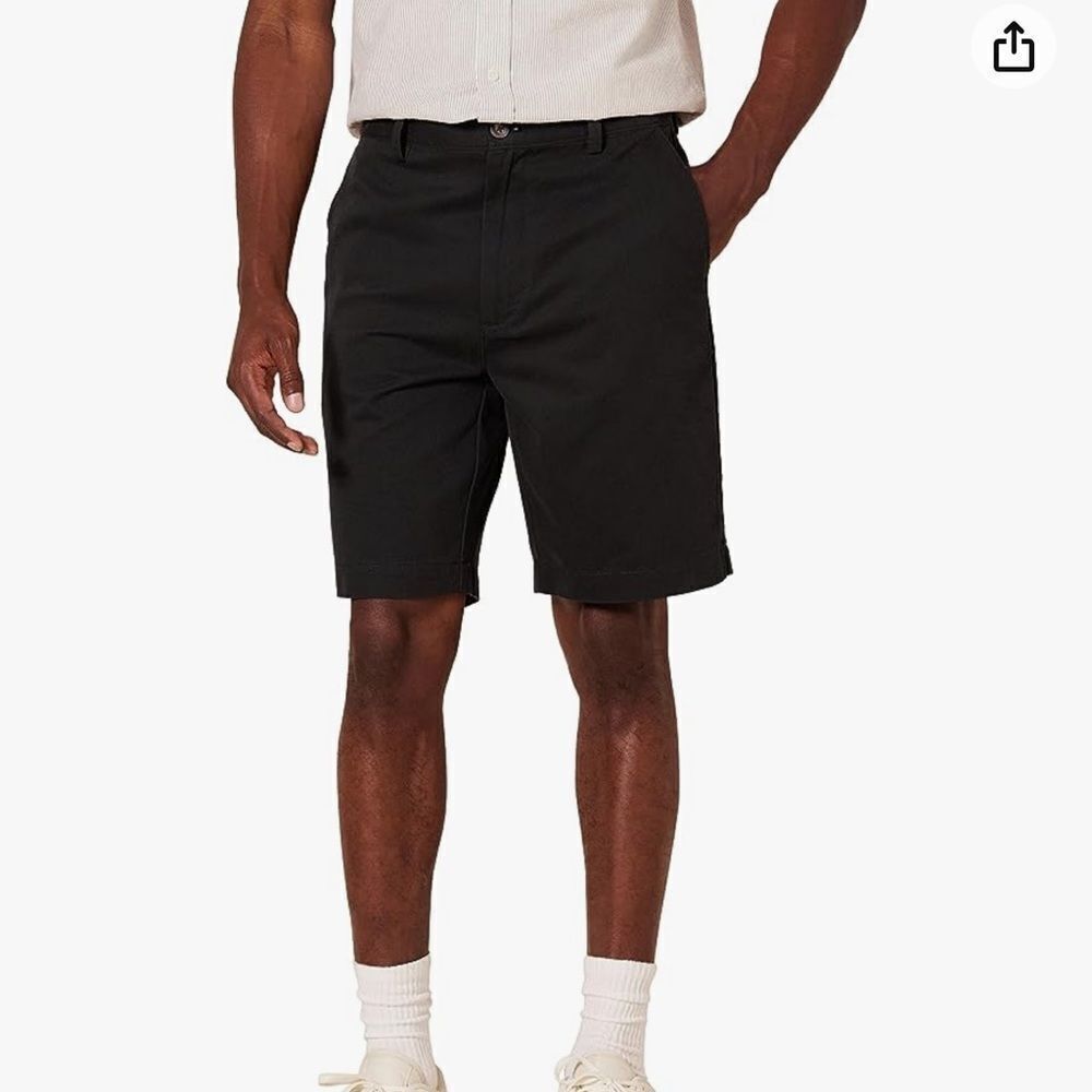 Amazon Essentials Flat Front Classic-Fit 9" Short Black 36 NWT IN PACKAGE